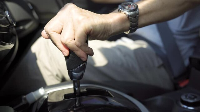 Hand Changing Gear, switches the automatic transmission's, 4K, soft focus