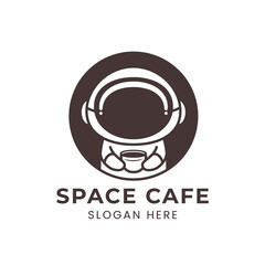 space cafe logo with cute astronaut