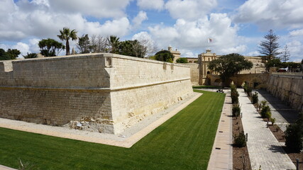 Fototapeta na wymiar the outside view of the silent city or Citta Notabile, Mdina, Malta, March
