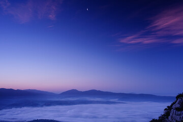 Peacful night sky before the sunrise over the valley, Terni, Umbria, Italy