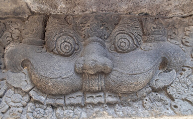 Mascaron du temple de Prambanan, Indonésie