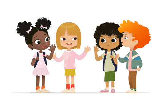 Group of school friends talk to each  friends have fun.  Multicultural friends have fun Stock Vector | Adobe Stock