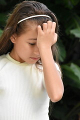 Fototapeta premium Sad Youthful Minority Girl Preteen Closeup