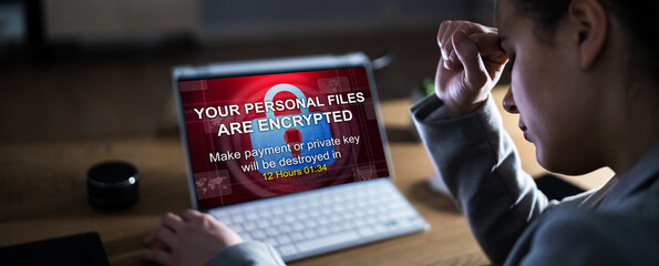 Ransomware Malware Breach. Hacked Computer