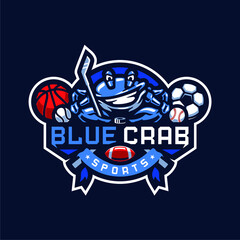 Blue Crab Mascot Logo Design