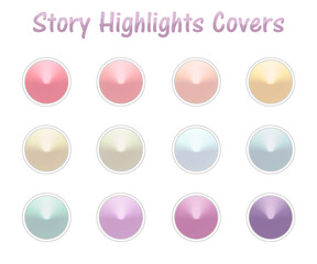 Set of Instagram Story Highlights Covers Icons. 3D colourful gradient background. Set of templates for social networks and blogs.
