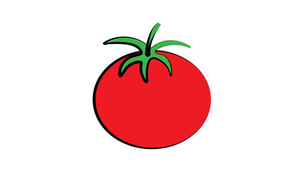 tomato on a white background, illustration. appetizing tomato, fresh salad, healthy food. juicy tomato for weight loss, bright and round vegetable