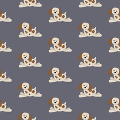 Seamless pattern cute cartoon running dog