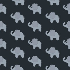 Seamless pattern cute grey elephant
