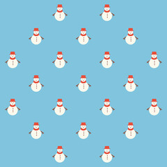 Christmas Seamless Pattern with snowmen. Xmas winter poster. Can be used for wallpaper, pattern, vector illustration 
