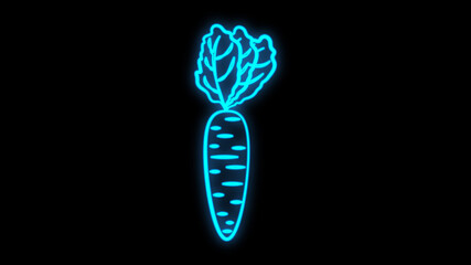 Glowing neon Carrot icon isolated on blue background. Happy Easter. Illustration