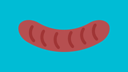 sausage on a blue background, illustration. appetizing grilled sausage. delicious meat sausage for a snack. beer snack. junk food, natural fried protein