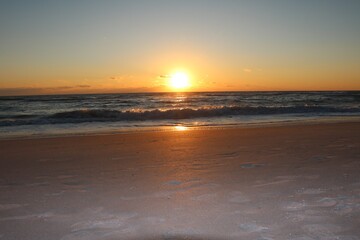Dusk at Manatee public beach at Anna maria island, Florida USA