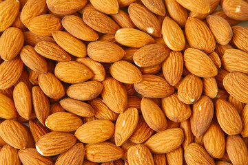 Almonds close up. Nuts texture.