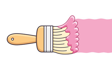 Pink paint brush with stroke isolated