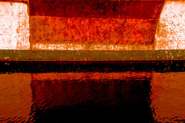 Landscape like abstraction of patterns in the side of a rusty boat