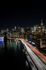 Fototapeta na wymiar Light trials, FDR Drive, Manhattan, New York