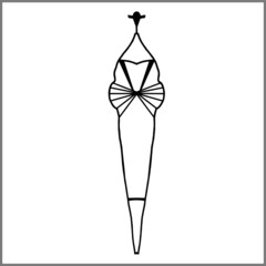 Fashion model silhouette sketch style. Hand drawn vector illustration background.