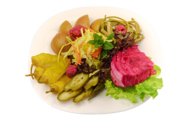 Photo of food for the menu. Catalog shooting of the restaurant menu. Product data survey. Dish on a plate on a white background