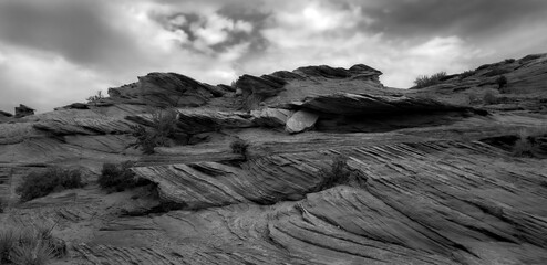 Black and white rock formation in Arizona.