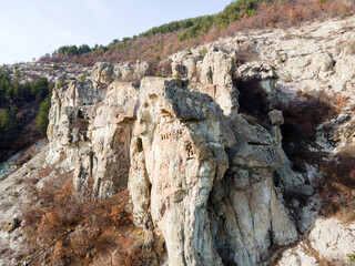 Aerial view of Ancient Thracian sanctuary Dazhdovnitsa, Bulgaria