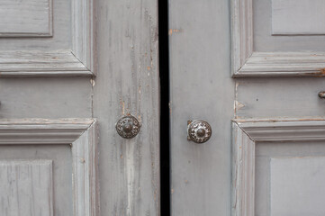 old wooden door with handle