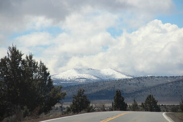 Snow capped mountain in the border of Nevada-California.