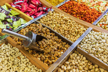 Nuts for sale in the souk in Nizwa, Oman.