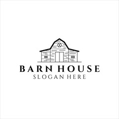 barn house line art logo illustration design