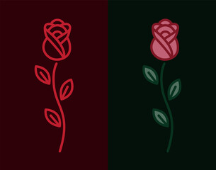 Minimal Line Art Roses Vector