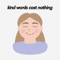 kind words cost nothing quote girl card