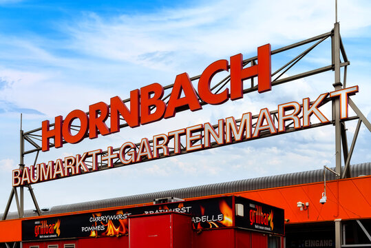 Koblenz, Germany, 01.31.2021: Hornbach hardware store. Hornbach is a German DIY-store chain offering home improvement and do-it-yourself goods.