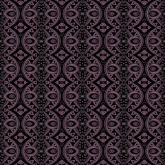 Seamless Tile Pattern, Complex Ornament. Endless Ethnic Texture with Square Ornate Motif. Vintage Mosaic Décor. Swatch for Fabric Textile, Wrapping Paper, Wallpaper. Vector Contour Illustration