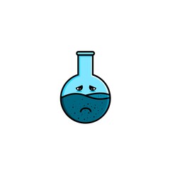 cute illustration of sad boilling  flask