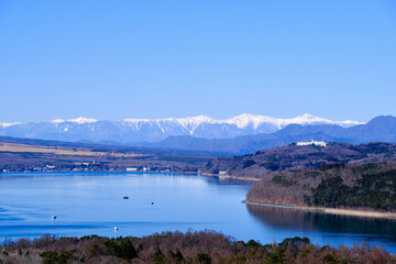 【山梨】山中湖（パノラマ台）から見る南アルプス連峰（冬）