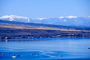 【山梨】山中湖（パノラマ台）から見る南アルプス連峰（冬）