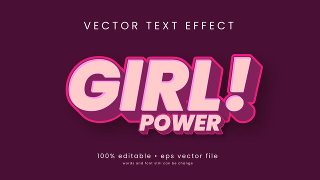 Girl Power text effect with pink color design and editable text