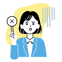 スーツ姿の女性が評価するイラスト素材