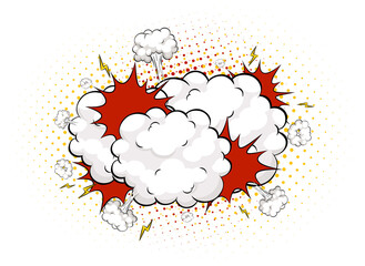 Blank boom comic speech bubble on white background