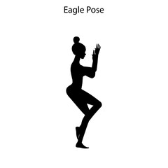 Eagle pose yoga workout silhouette. Healthy lifestyle vector illustration