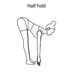 Half fold pose yoga workout outline. Healthy lifestyle vector illustration