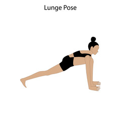 Lunge pose yoga workout. Healthy lifestyle vector illustration