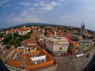 Fototapeta na wymiar The cityscape view from Zagreb 360° observation deck