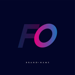 initial letter logo FO colored blue and magenta with striped composition, Vector logo design template elements for your business or company identity. © wikaGraphic