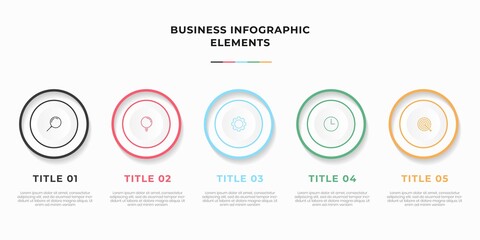 Presentation business infographic template with 5 options or steps. Modern infographic design template. Creative concept of five stages of business project