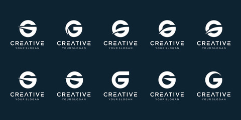 Set of abstract initial letter G logo template. icons for business of fashion, automotive, financial