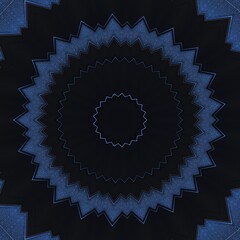 Elegant blue background with symmetrical shapes isolated on black, abstract technology illustration concept