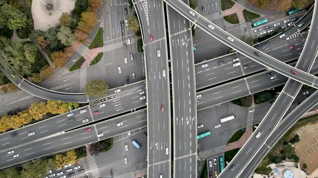 Aerial view of Yanshan overpass in Jinan, Shandong