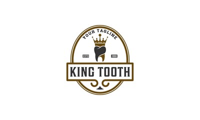 the king of teeth logo with a crown that symbolizes himself the king