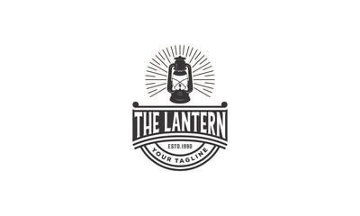 Vintage hand drawn lantern concept. Symbol for outdoor activity emblems. Stock vector illustration isolated on white background.